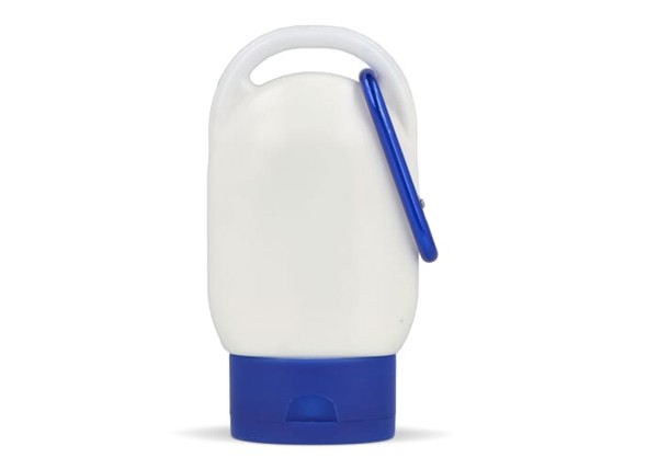 Lotion solaire avec mousqueton SPF30 en matériau recyclé - Bleu