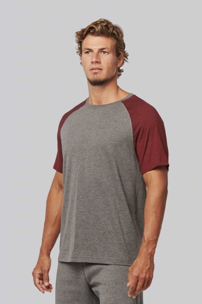 Adult Triblend Two-Tone Sports Short-Sleeved T-Shirt - Grey Heather / Sporty Royal Blue Heather / L