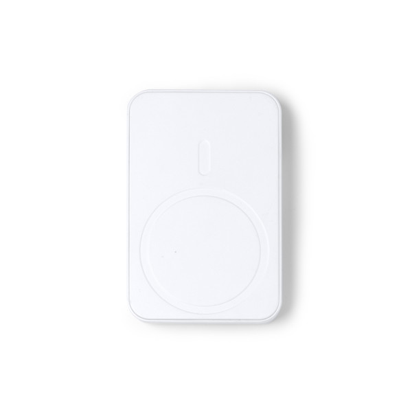 Custom bamboo and recycled ABS power bank 5000 mAh with 15W magnetic wireless charging