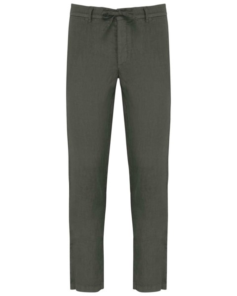 Eco-Friendly Men's Linen Washed Effect Trousers - 40