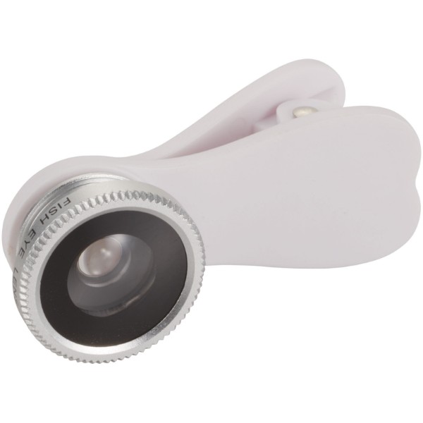 Fish-Eye Smartphone Kameraobjektiv mit Clip - Weiss / Silber