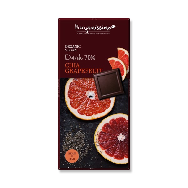 Čokoláda tmavá 70% s chia a grapefuitom