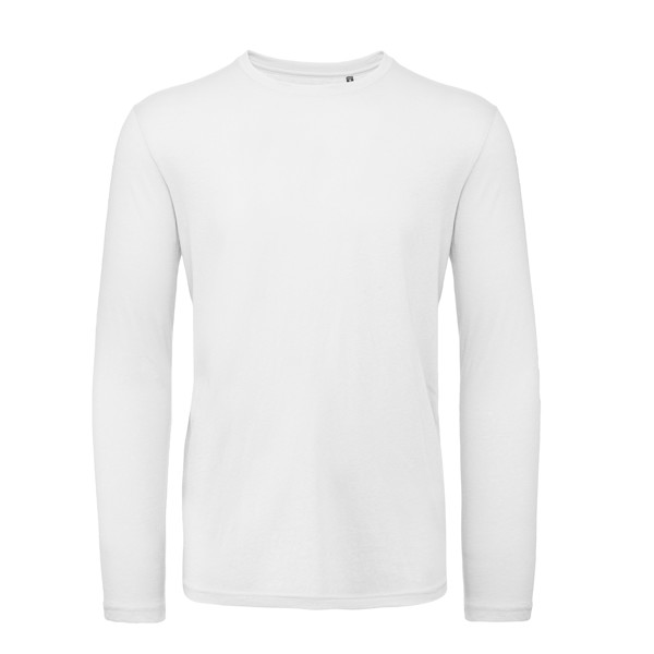 T-Shirt B&C Inspire Manga Comprida Men - 100% Algodão Orgânico Ou Em Conversão - Branco / L