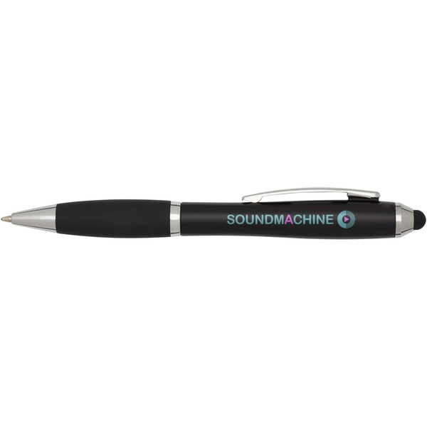 Nash RCS recycled plastic stylus ballpoint pen with coloured barrel and black grip (blue ink) - Black