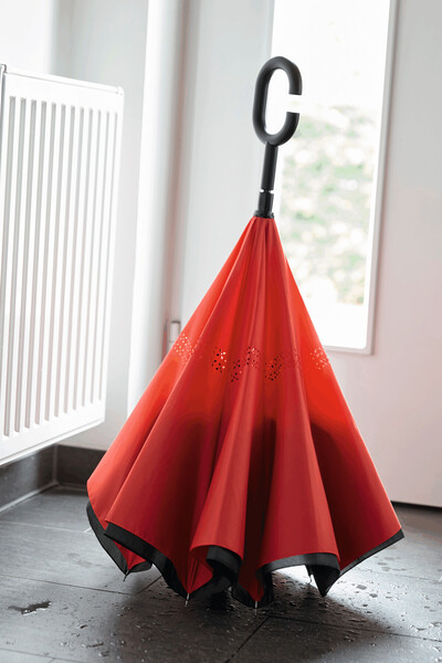 Stick Umbrella Flipped - Black / Red