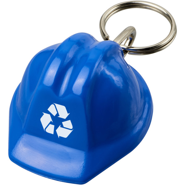 Porte-clés Kolt recyclé en forme de casque de chantier - Bleu