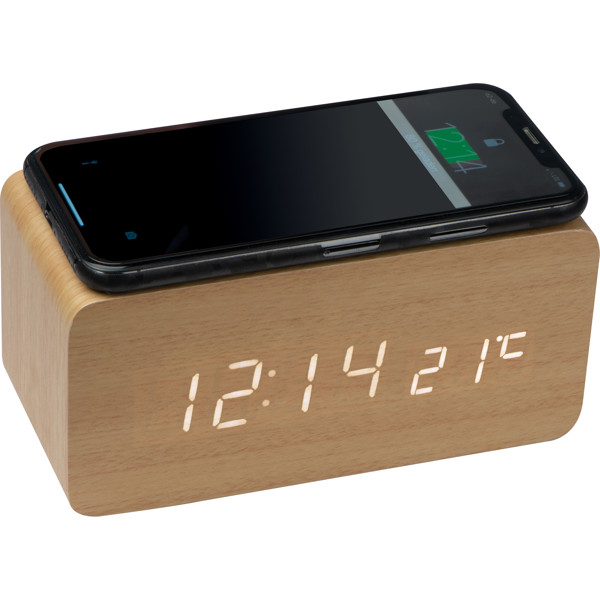 Desk clock with integrated wireless charger DELILAH - Beige