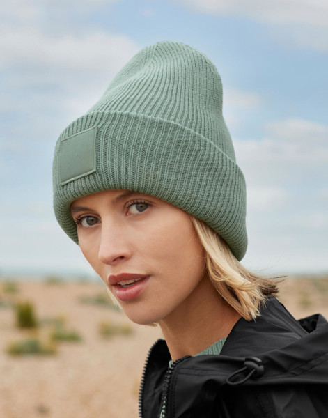Deep Cuffed Tonal Patch Beanie - Natural Stone / ONE SIZE