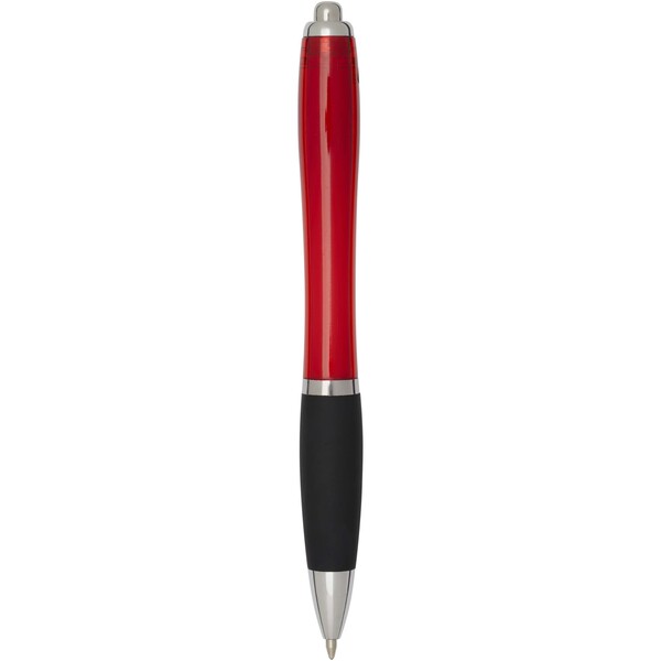 Nash RCS recycled plastic ballpoint pen with coloured barrel and black grip (black ink) - Red