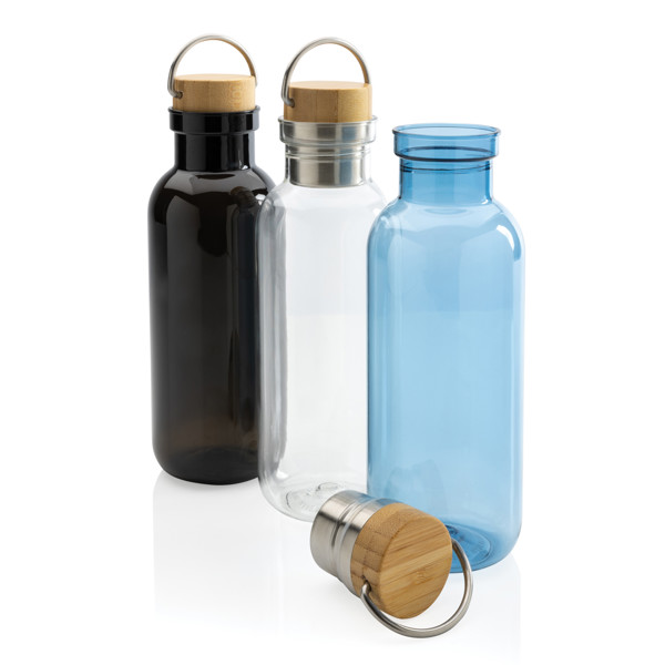 RCS RPET bottle with bamboo lid and handle - Black