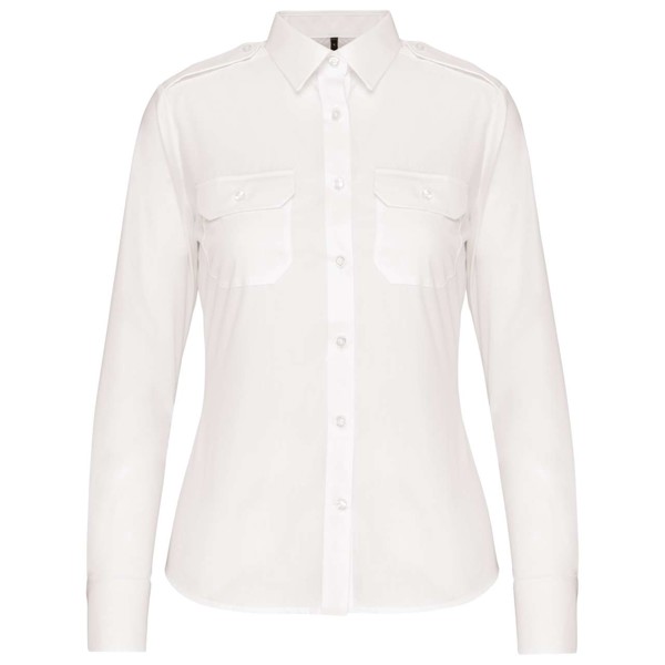 Ladies’ Long-Sleeved Pilot Shirt - White / L