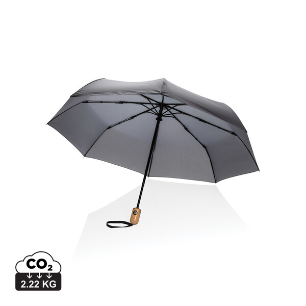 21" bambus auto-open/close dáždnik Impact zo 190T RPET AWARE - Antracitová