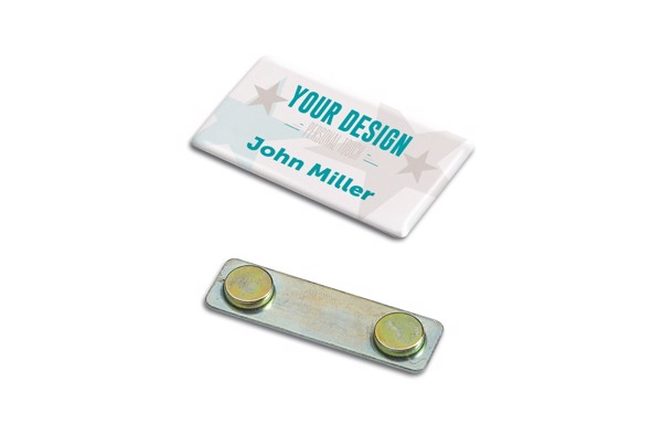 Name badge with doming 50x30mm