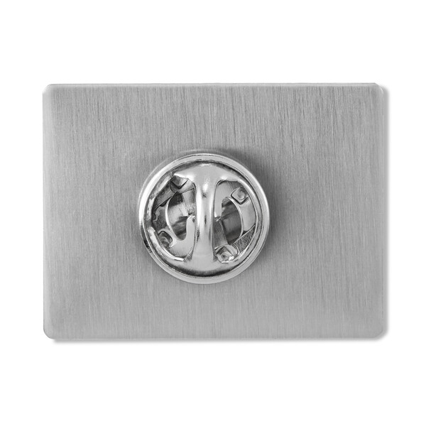 Custom shape recycled stainless steel lapel pin with full colour doming - 15mm / Individual polybag