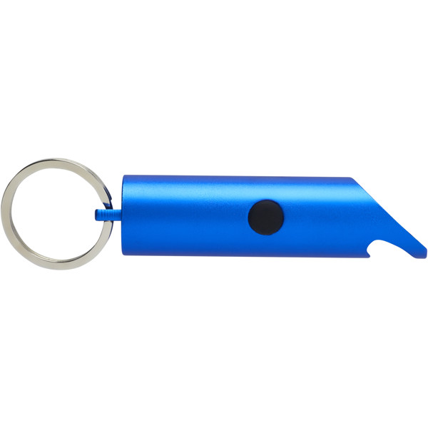 Lumière LED IPX Flare en aluminium recyclé et ouvre-bouteille avec porte-clés - Bleu royal