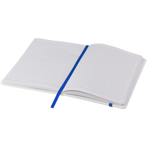 Carnet de notes blanc A5 Spectrum avec élastique de couleur - Blanc / Bleu royal