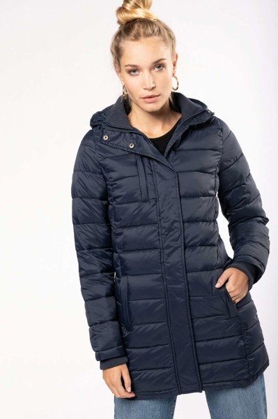 Ladies' Lightweight Hooded Padded Parka - Black / S