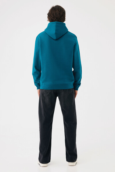 Mikina s kapucí IQONIQ Joshua z recyklované bavlny - Dark Teal / S