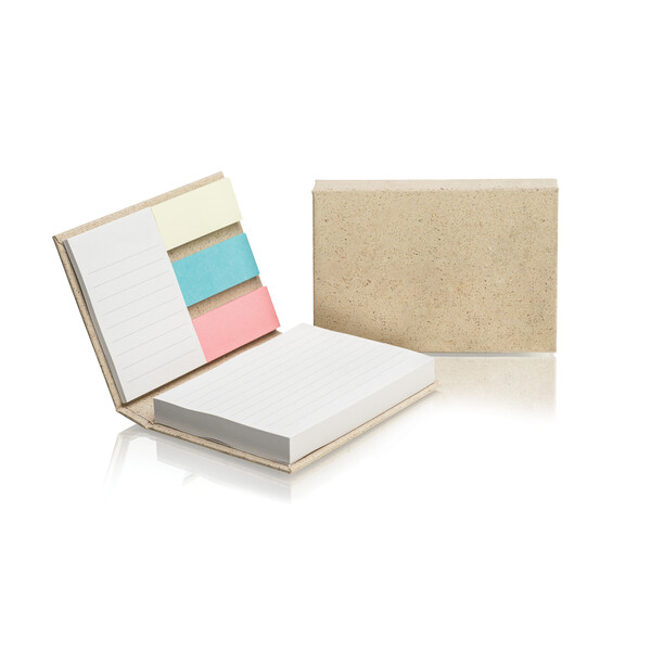 Grass paper hard cover memo pad (EU made) - Full colour