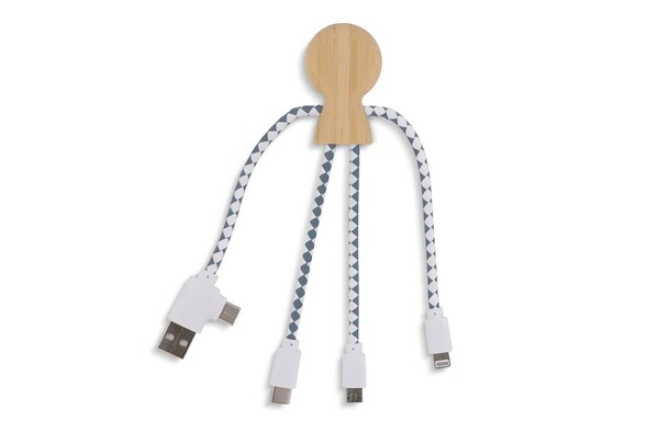 Xoopar Mr. Bio charging cable, bamboo, Tyvek
