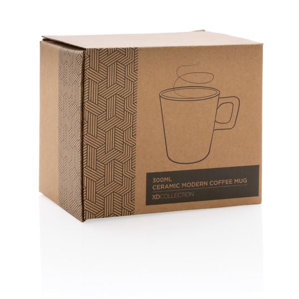 Moderne Keramik Kaffeetasse, 300ml - Weiß / Weiß