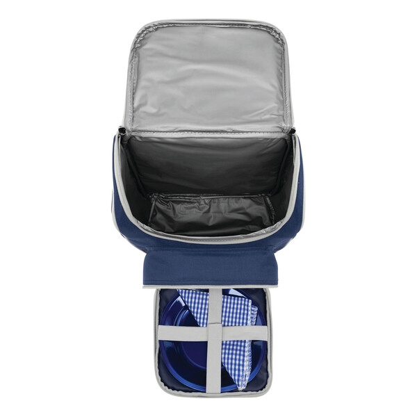 Picnic backpack for 2 persons OUTSIDE - blue / grey