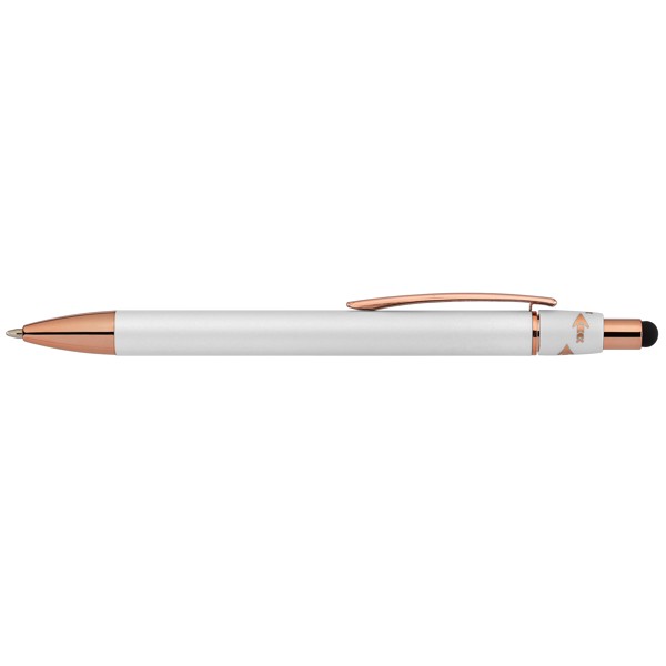Orbit Spinner Metal Pen w/Stylus - White / 4 Colour inkjet