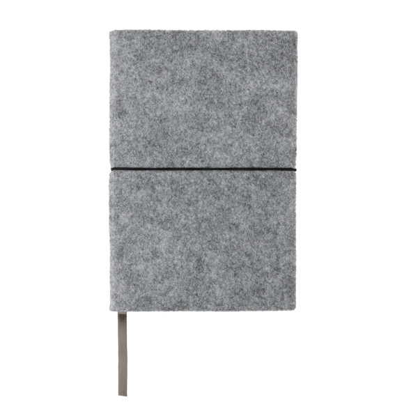 GRS certified recycled felt A5 softcover notebook - Grey