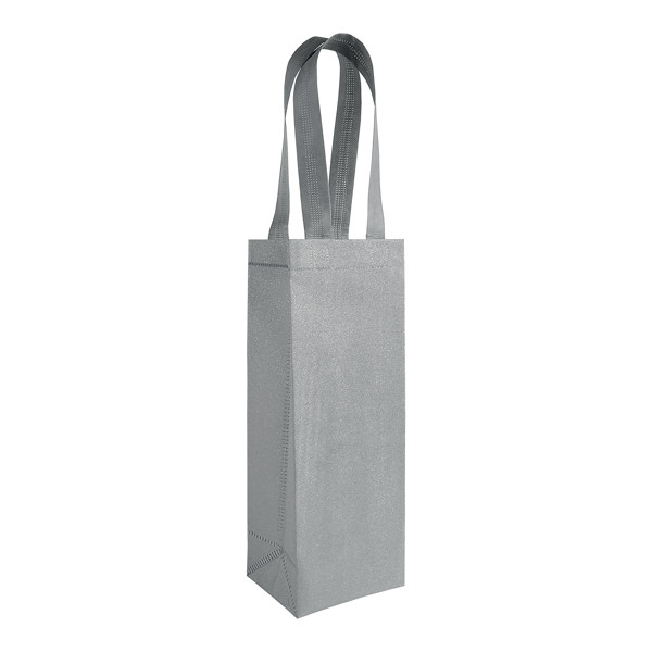 Non-Woven Glitter Laminated Bottle Holder - Silver