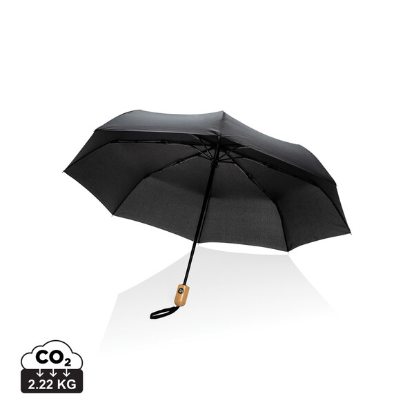 21" bambus auto-open/close deštník Impact ze 190T RPET AWARE - Černá