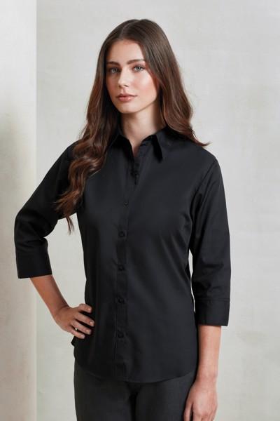 Women's Poplin 3/4 Sleeve Blouse - White / 5XL