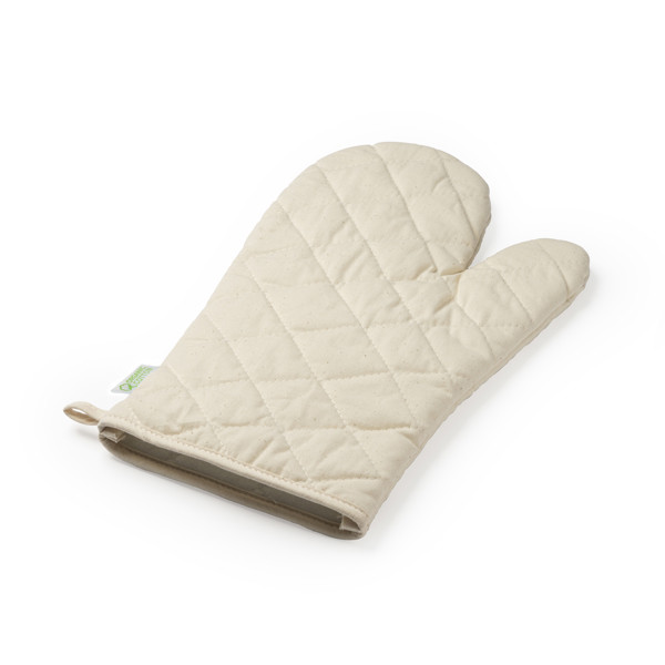 Personalised organic cotton oven mitt with hanging loop