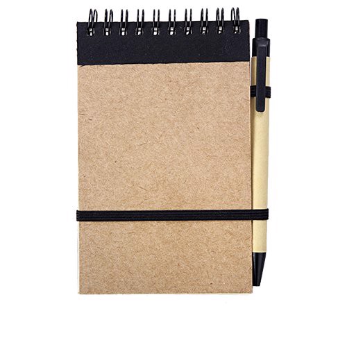 Kraft notepad with ballpen - Black / Beige