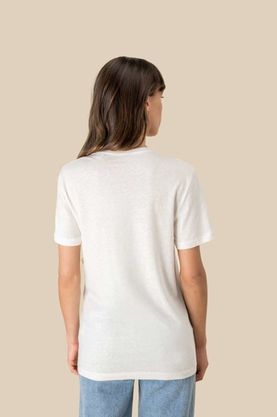 Eco-Friendly  Unisex Organic Cotton And Linen T-Shirt - Ivory / XL
