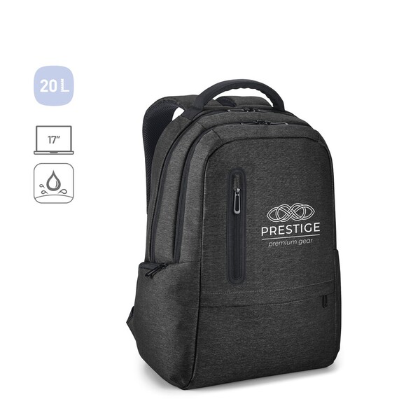 RE-BOSTON. Vodootporni dvodijelni ruksak za laptop od recikliranog najlona s pretincem od 210D tkanine - Tamno Siva