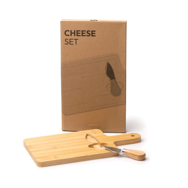 Tabla de quesos personalizada de bambú con cuchillo de acero inoxidable