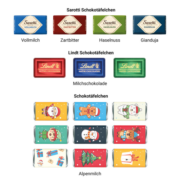 Shape Advent calendar gift Eco, mini chocolate bars