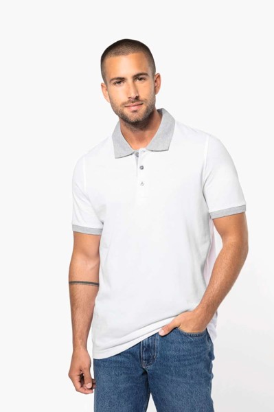 Muška dvobojna piqué polo majica - Bijela / Light Siva / 2XL