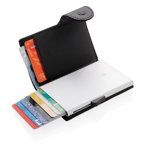 C-Secure RFID denarnica, aluminij, drži 7 kartic - Črna / srebrna