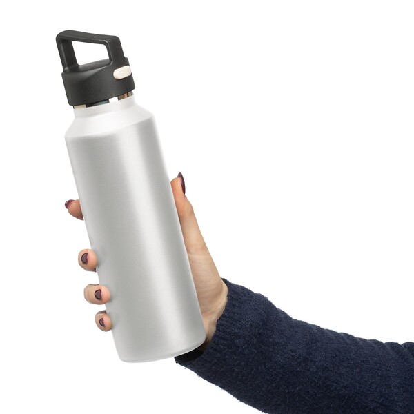 Recycled stainless steel double-walled bottle (600 ml) Mace - White