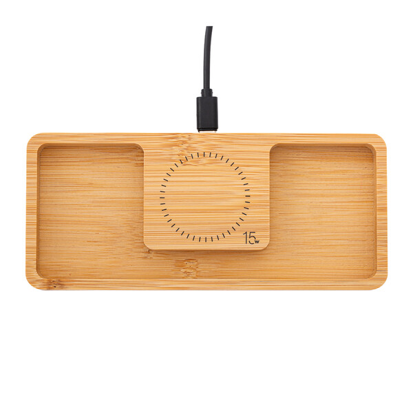 Organisateur de bureau avec chargeur sans fil BAMBOOCHARGE / 15 Watt