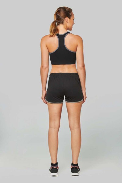 Ladies' Sports Shorts - Grey Heather / Fluorescent Pink / L