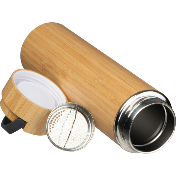 ESTERA Termohrnček z nerezu s bambusovým vzhľadom, 500 ml - Beige