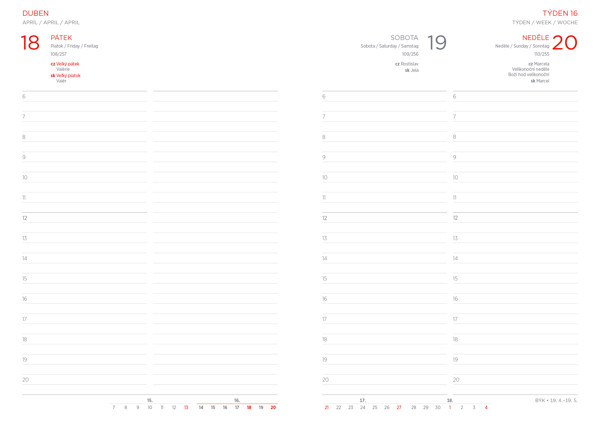 Denní diář Trendy 2025, A5 - Červená