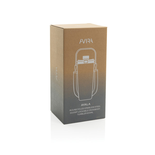 Avira Ayala RCS re-steel duosip lockable crossbody tumbler - White