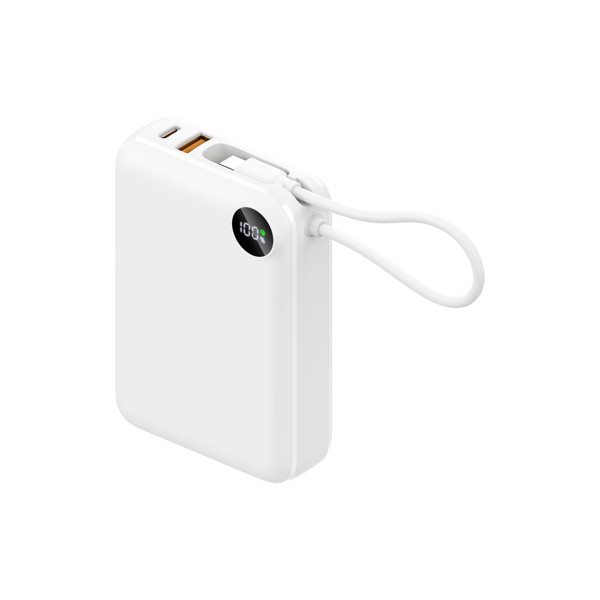 Compact power bank 20000mAh with LED display - WHITE