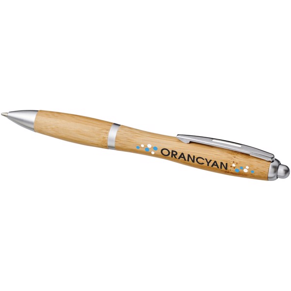Stylo bille en bambou Nash (encre bleue) - Naturel / Argent