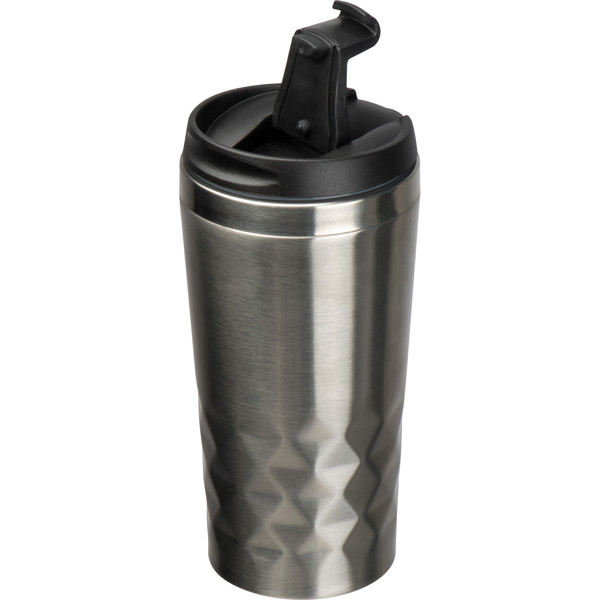 Double walled thermo mug, 400ml ALFRED - Silvergrey