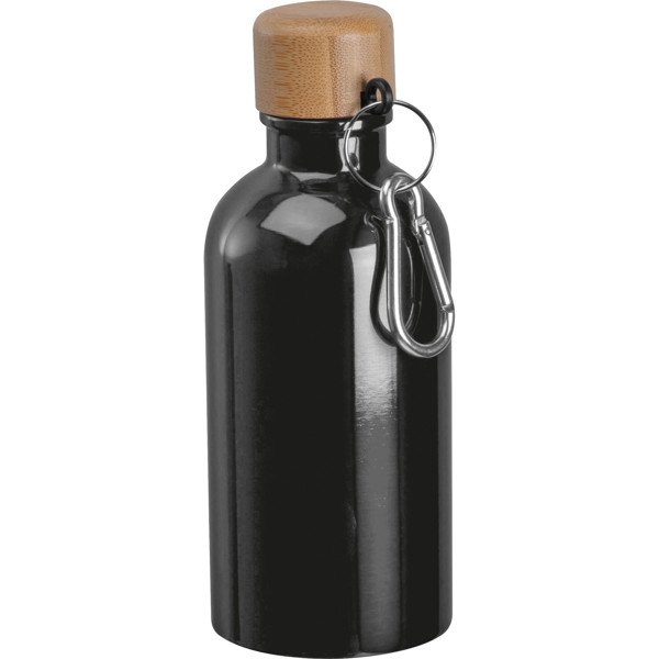MARILYN Nerezová fľaša s karabínou, 400 ml - Black