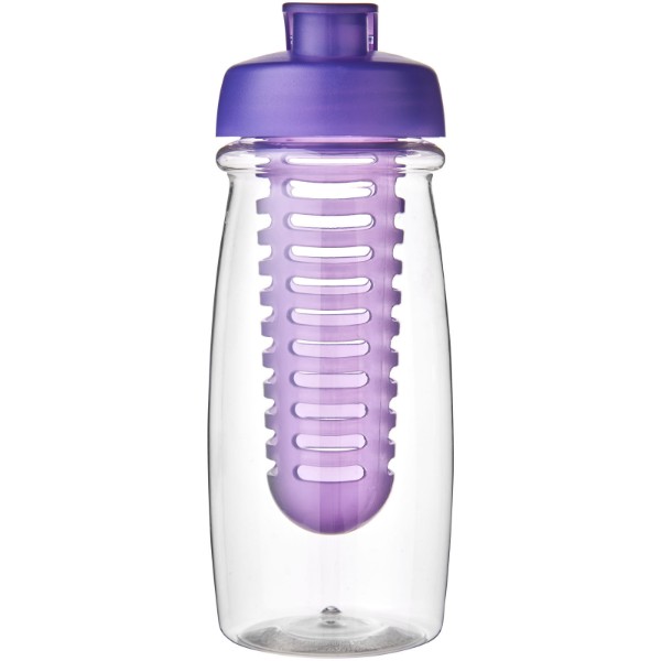 Sportovní láhev s infuzérema vyklápěcím víčkem H2O Pulse® 600 ml - Průhledná / Purpurová